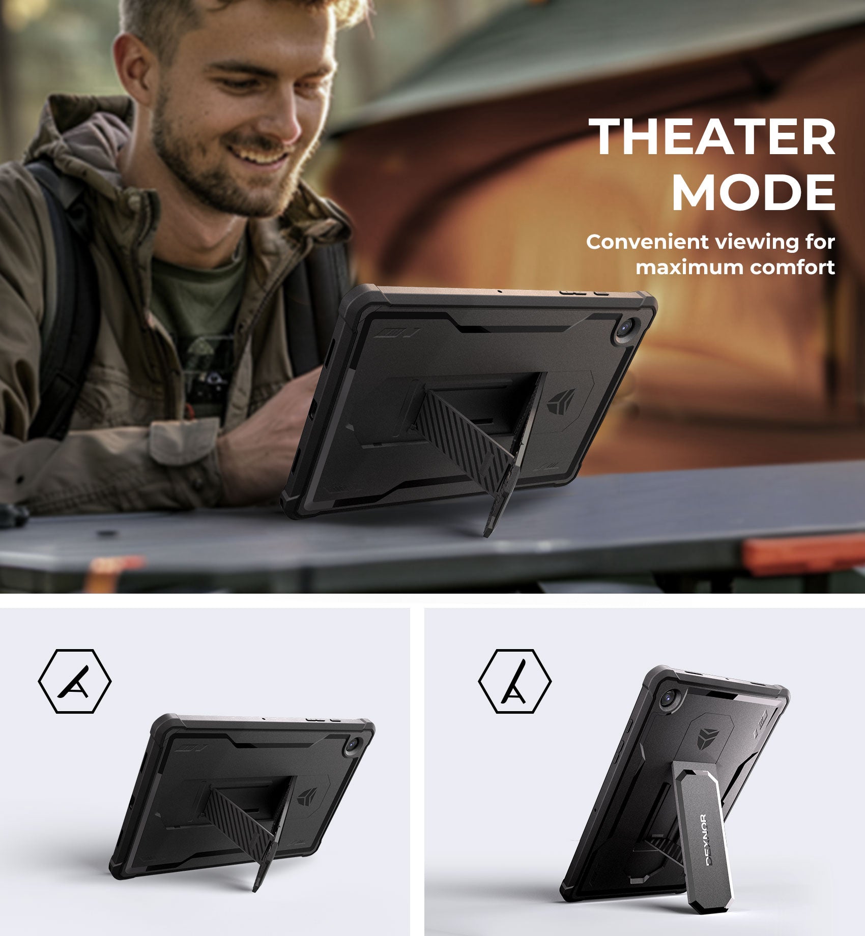 Dexnor Shockproof Rugged Tablet Case for Samsung Galaxy Tab A8 with Screen Protector, Full Body Bumper, Kickstand & Pen Holder - Heavy Duty Protection for Work, Travel & Outdoor Use