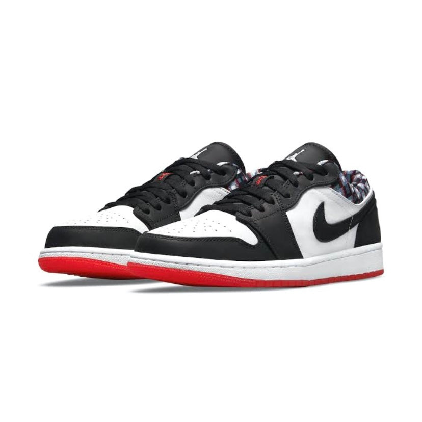 Air Jordan 1 Low Quai 54 Sneakers - White, Black & University Red Colorway | Men's Basketball Shoes for Streetwear & Casual Outfits