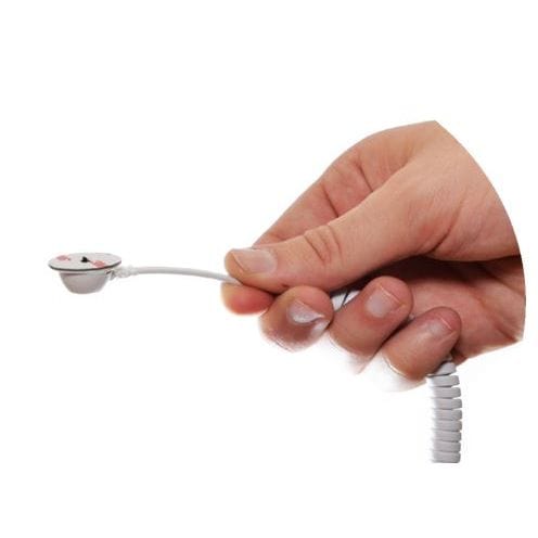 White COB Spiral Cable for Merchandise Alarm Hub - Durable Security System Accessory for Retail Stores & Shopping Malls