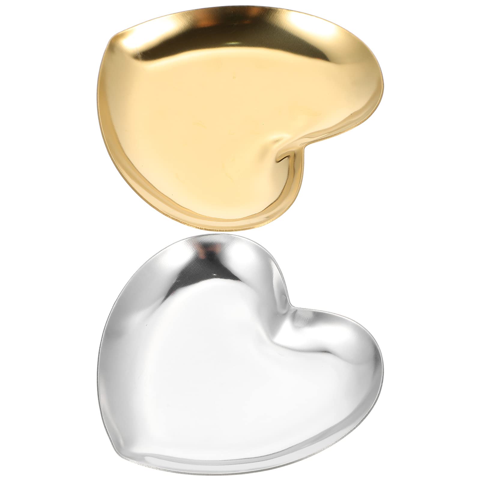 Zerodeko 2-Piece Heart-Shaped Jewelry Tray Set - Stainless Steel Jewelry Holder & Display Tray for Bracelets, Rings, Necklaces - Perfect for Cake Decorating, Party Serving, and Home Decor Storage