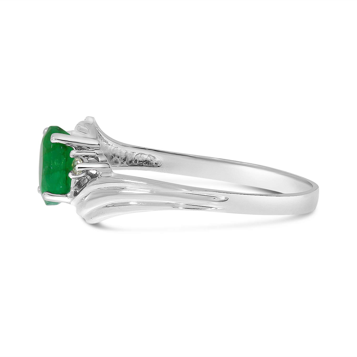 10K White Gold Emerald and Diamond Ring for Women - Elegant Jewelry Gift for Engagement, Anniversary & Special Occasions
