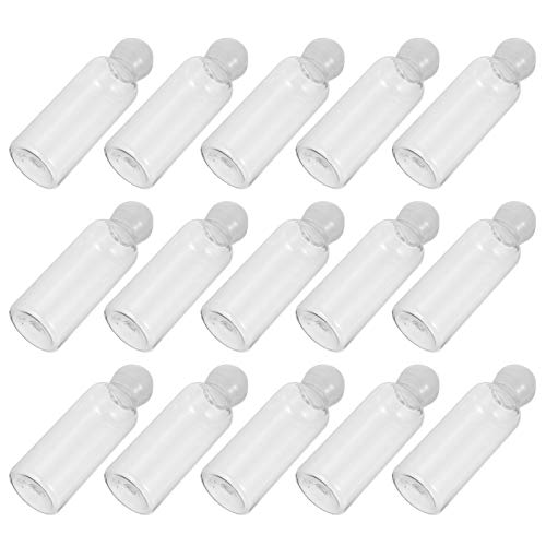 Beaupretty 15-Pack 50ml Small Refillable Squeeze Bottles with Mushroom Cap - Travel Size Cosmetic Containers for Lotion, Serum & Essential Oils (Transparent) - Perfect for Travel, DIY Beauty & Home Organization