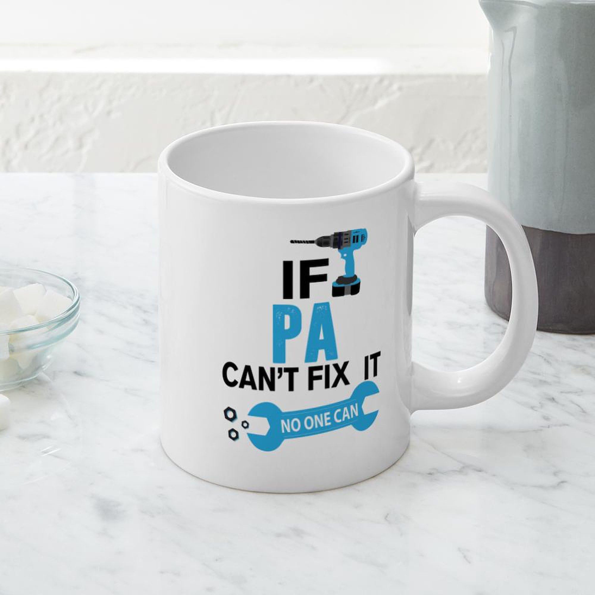 CafePress 'If Pa Can't Fix It No One Can' 20 Oz Ceramic Mega Mug - Large Coffee Cup for Dad, Father's Day Gift, Office & Home Use