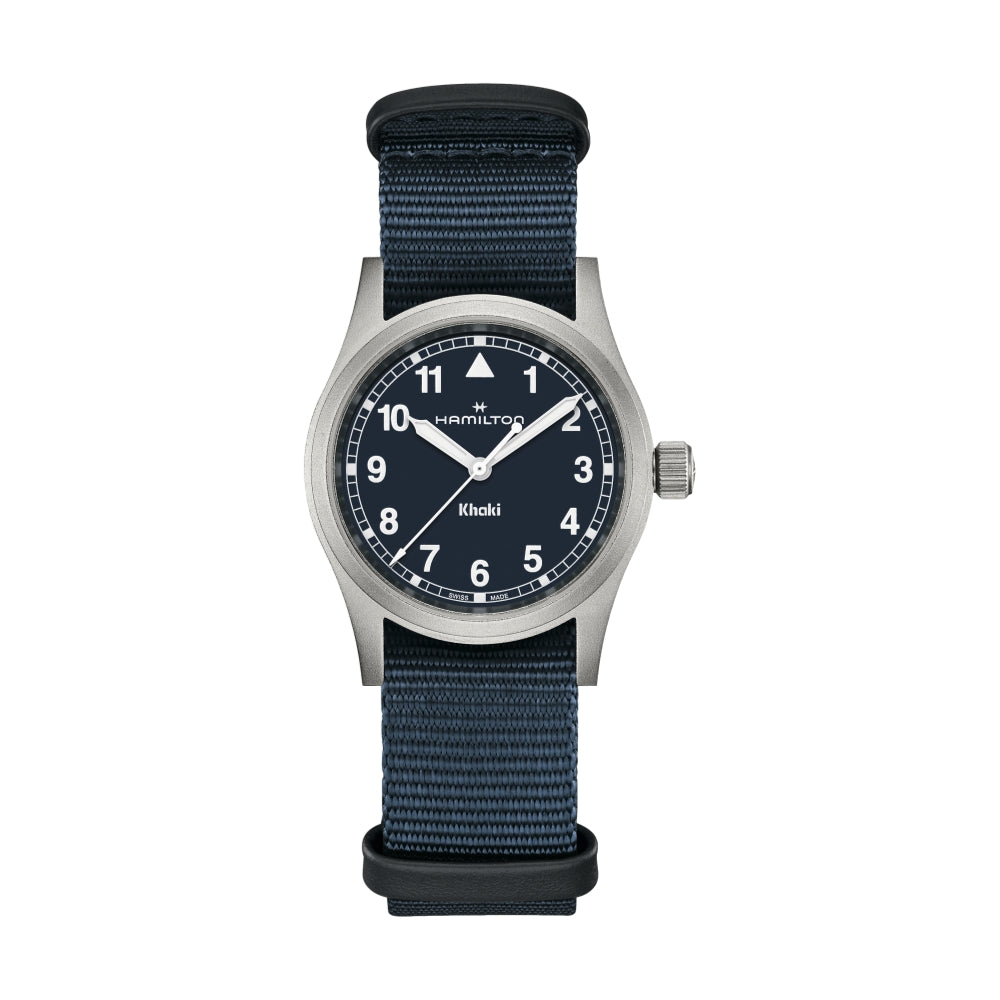 Khaki Field Quartz 33mm Watch with Blue Dial and Two-Piece Strap - Perfect for Outdoor Adventures, Casual Wear & Everyday Use