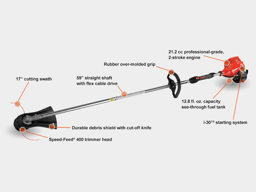 ECHO SRM-225 Gas Powered String Trimmer - 21.2cc 2-Stroke Engine for Professional Lawn Care & Yard Maintenance - Ideal for Homeowners & Landscapers
