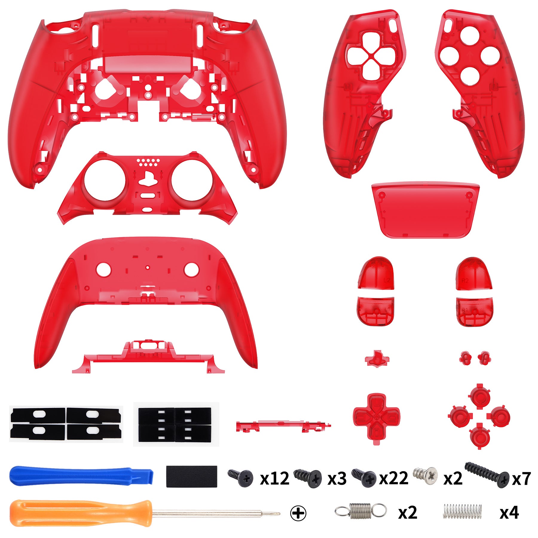 ExtremeRate Clear Red Full Housing Shell with Buttons & Touchpad Cover for PS5 Edge Controller - Custom Replacement Front & Back Plates - Gaming Accessories for Enhanced PS5 Edge Controller Experience