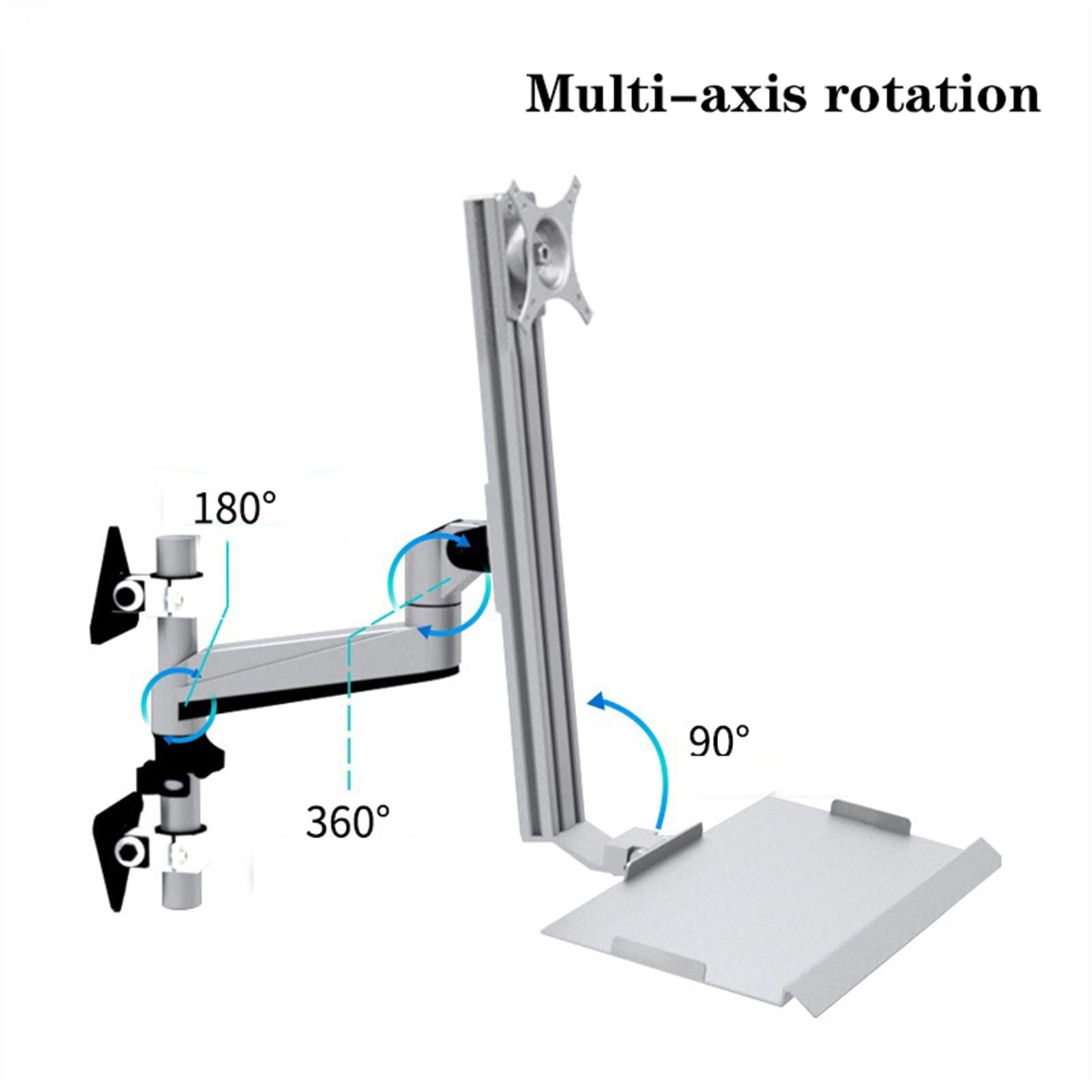 Adjustable Monitor Stand with Foldable Keyboard Tray - VESA 75x75/100x100mm Wall Mount & Desk Mount - Ergonomic Sit-Stand Workstation for Home Office, Gaming & Industrial Use