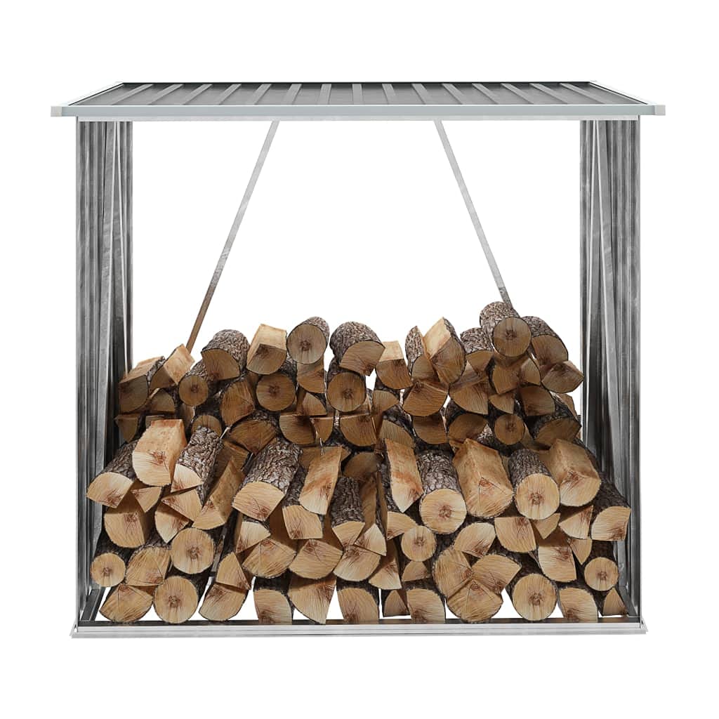 FAMIROSA Galvanized Steel Firewood Storage Rack - Outdoor Garden Log Shed Shelter for Firewood, Timber & Logs - Weather-Resistant Steel Wood Storage Cabin for Patio, Backyard & Camping Use