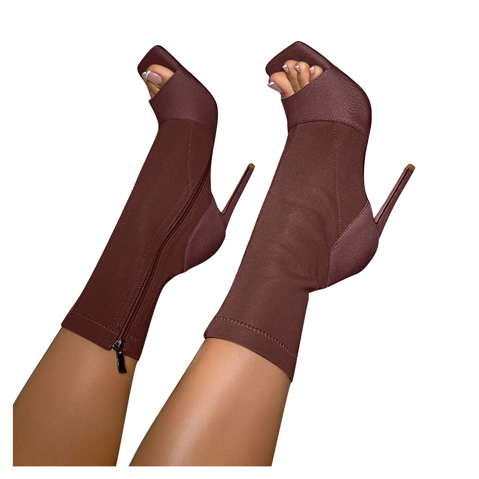 Masbird Women's Sexy High Heel Ankle Boots - Peep Toe Zipper Short Booties with Platform for Casual Wear | Perfect for Office, Party & Night Out