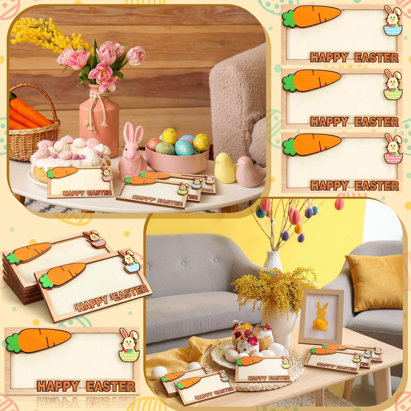 ReliThick 6-Piece Wooden Easter Bunny Money Holders - Cash Envelopes & Gift Wallets for Easter Basket Stuffers (Perfect for Easter Gifts, Party Favors & Money Storage)