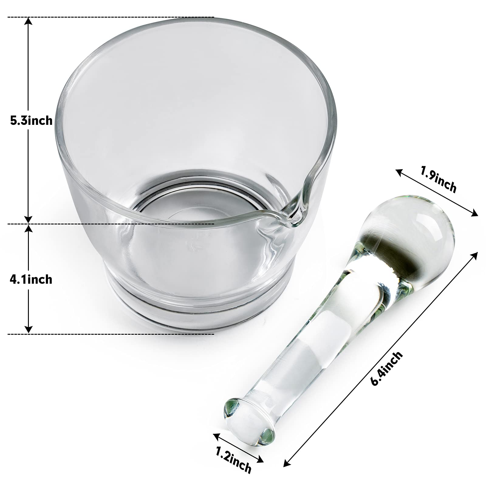 16oz Glass Mortar and Pestle Set - Premium Herb Grinder, Spice Crusher & Mixing Bowl for Pharmacy, Science Lab, Kitchen & Home Cooking - Perfect for Grinding Herbs, Pills, Spices & Making Pastes