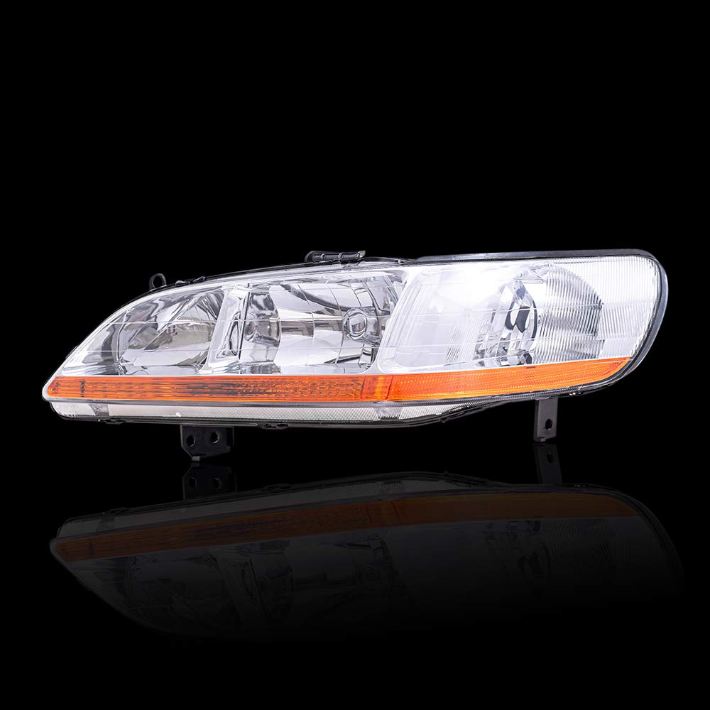 1998-2002 Honda Accord Replacement Halogen Headlight Assembly Set - Driver & Passenger Side - OEM Style Headlights for Improved Night Visibility