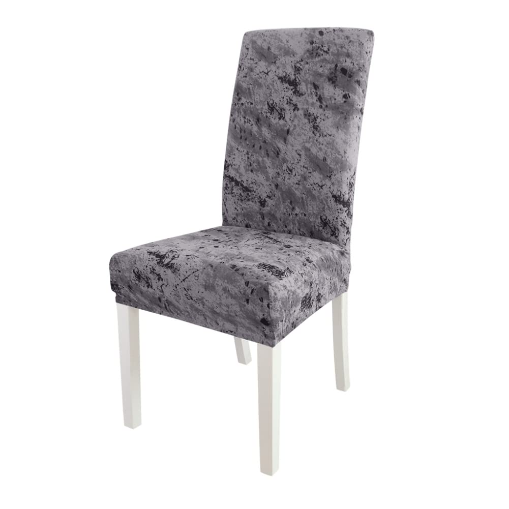 Tutuba Velvet Stretch Dining Chair Covers - Non-Slip Washable Chair Protector Slipcovers for Wedding, Banquet & Home Decor (Set of 2, Beige)