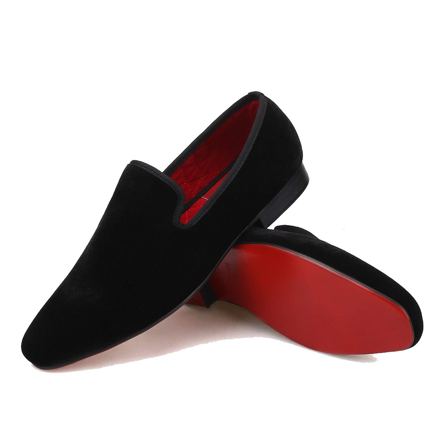 FERUCCI Black Velvet Square Toe Loafer Slippers - Women's Comfortable Flat Shoes for Prom, Wedding & Formal Occasions