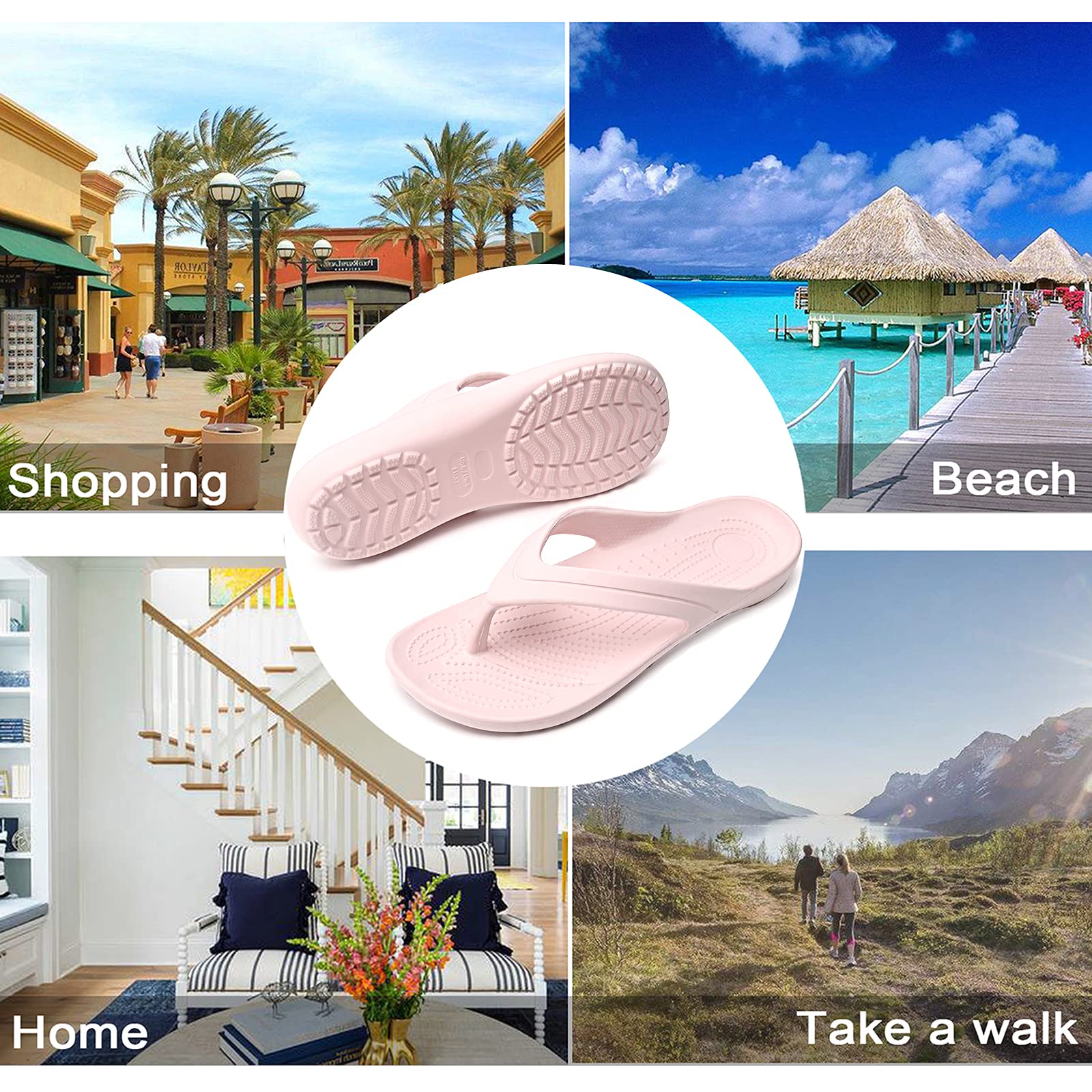 Temi Women's Flip Flops - Soft Lightweight Sandals for Women, Anti-Slip Casual Slippers for Shower, Beach, Pool & Bathroom - Comfortable Flat Slides Shoes for Summer Outdoor Activities