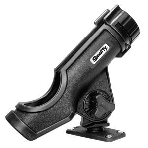 Scotty Powerlock Rod Holder - Black with 244 Flush Deck Mount - Heavy Duty Fishing Rod Holder for Boats, Kayaks, and Marine Use