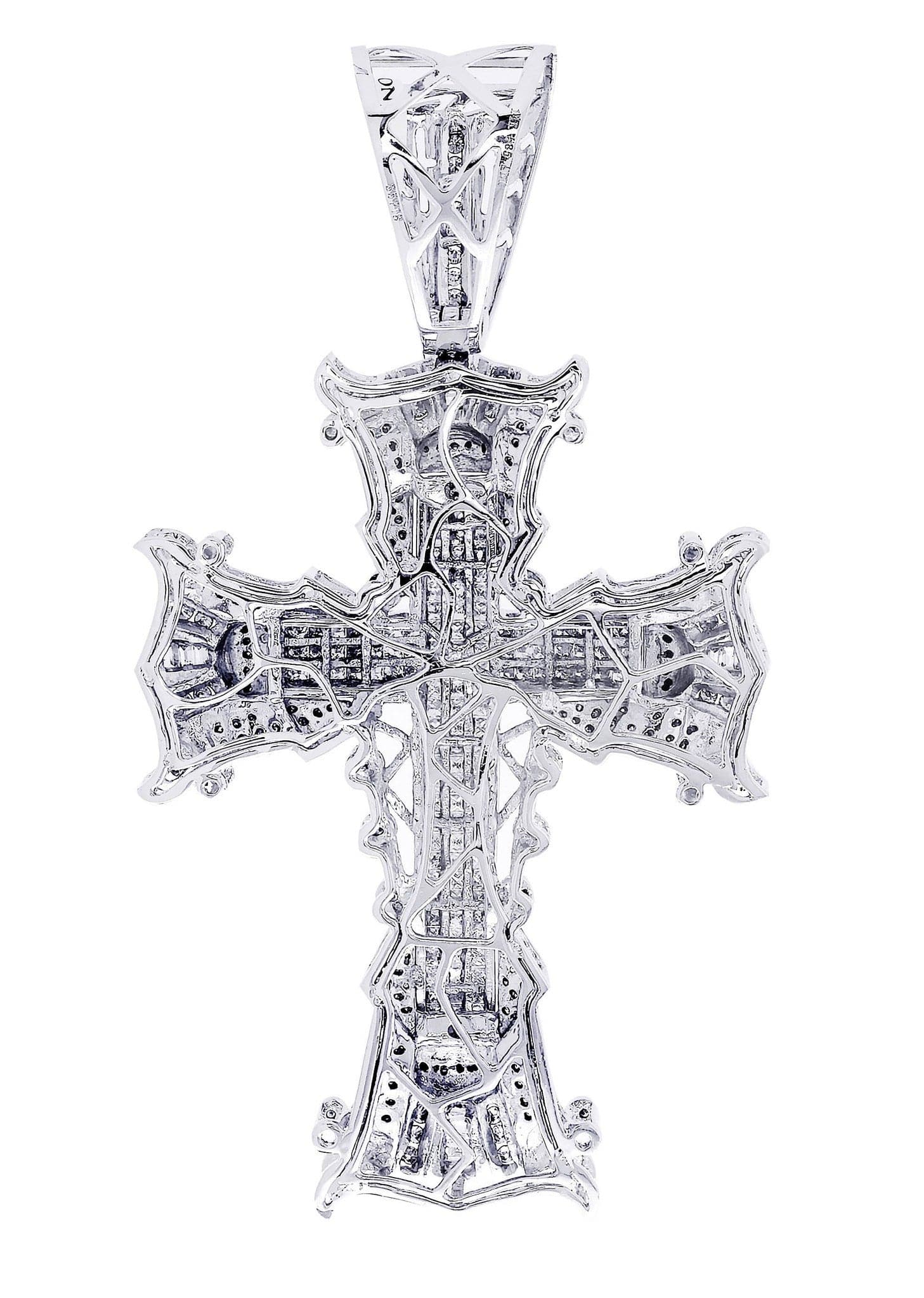 4.1 Carat Diamond Cross Pendant Necklace - 32.77 Grams Solid Gold Religious Jewelry for Women - Perfect for Baptism, First Communion & Wedding Gifts