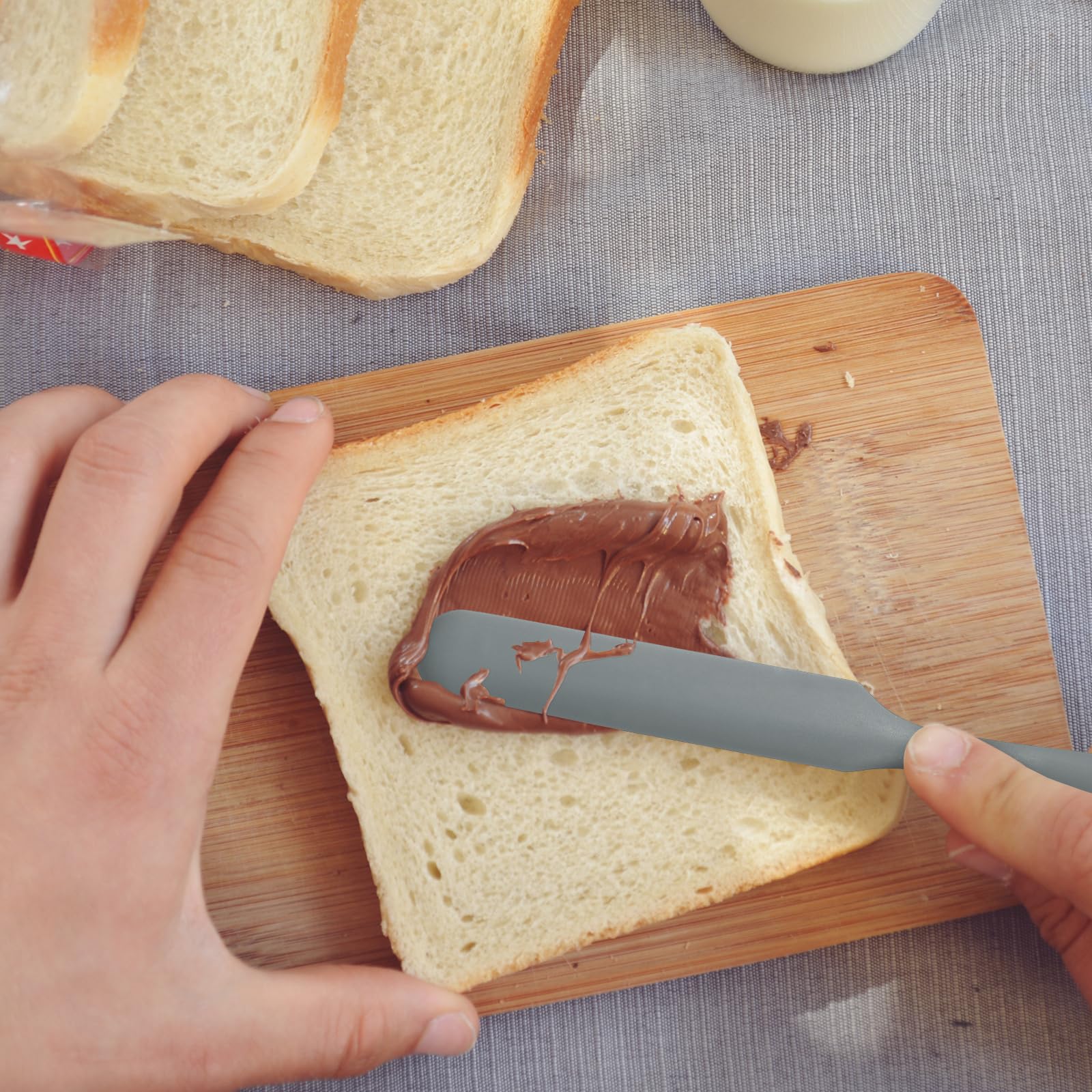Kichvoe Silicone Baking Spatula - Flexible Non-Stick Mixing Scraper for Sourdough Starter, Cake, Butter & Cream - Grey Kitchen Tool (Perfect for Baking, Cooking & Mixing in Jars)