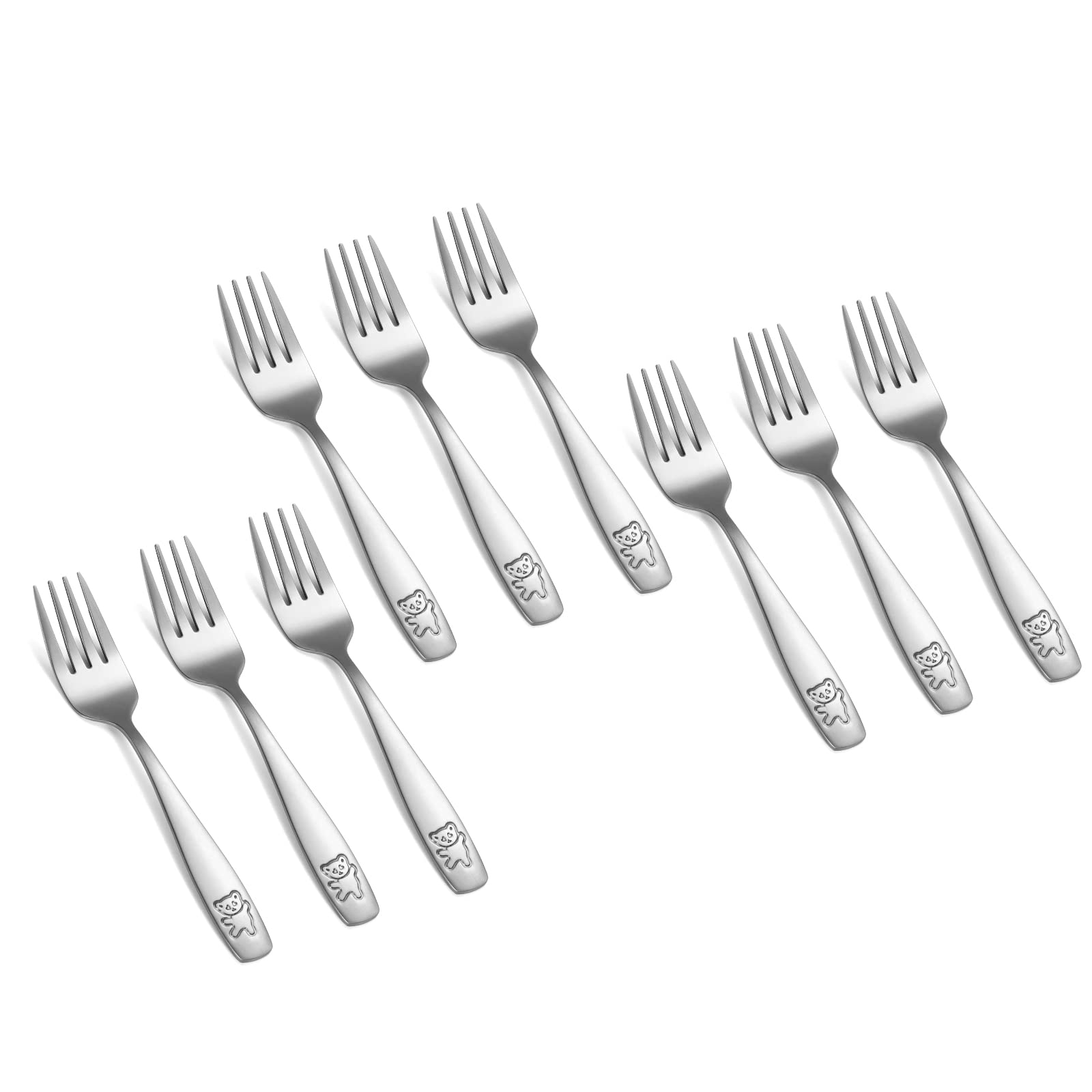 Pimoys 9-Piece Stainless Steel Toddler Forks Set - Safe Kids Flatware for Self Feeding | Dishwasher Safe Baby Utensils | Perfect for Home, Travel & Daycare Use