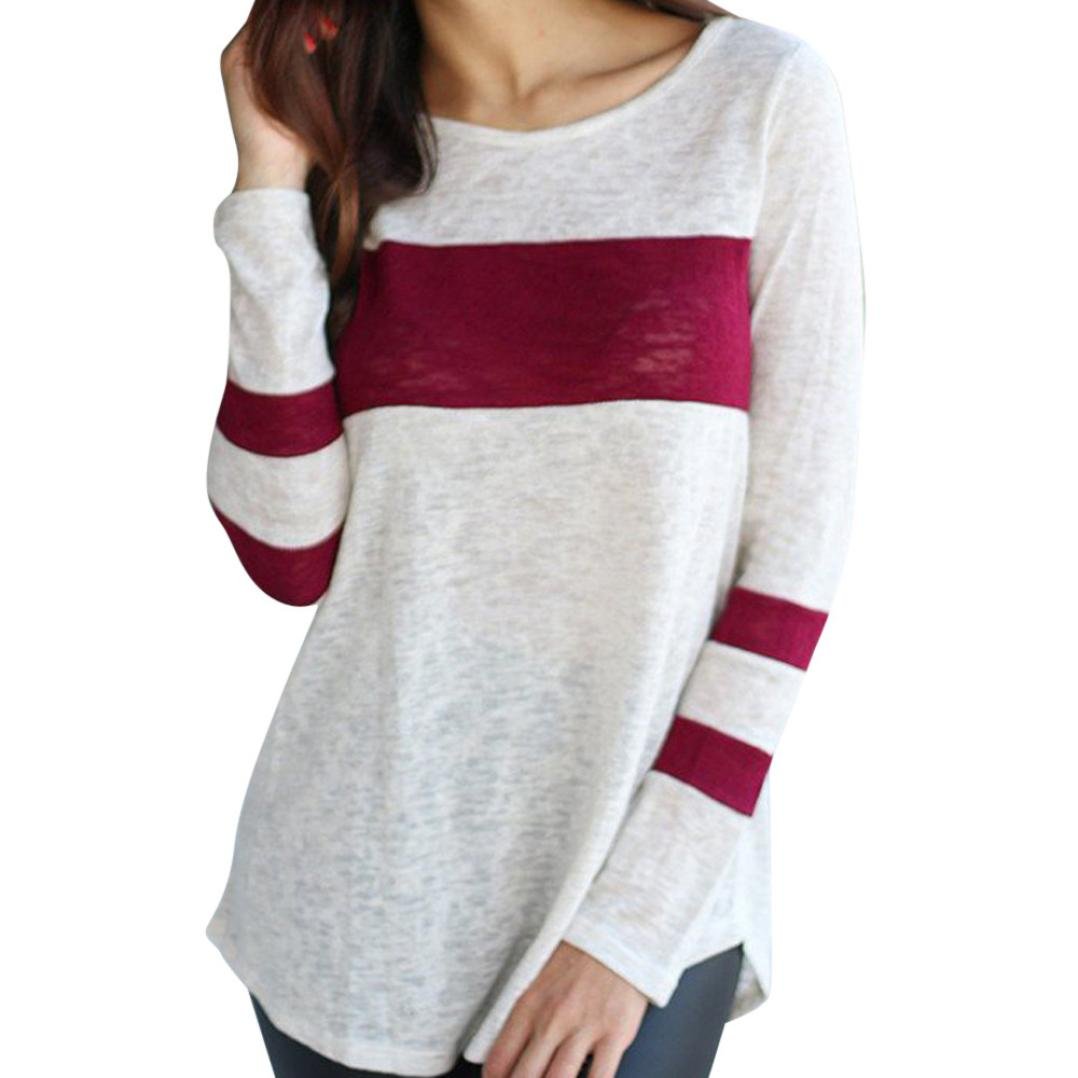Howstar Women's Long Sleeve Patchwork Blouse - Loose Casual Work Tops for Office, Date Night & Everyday Wear
