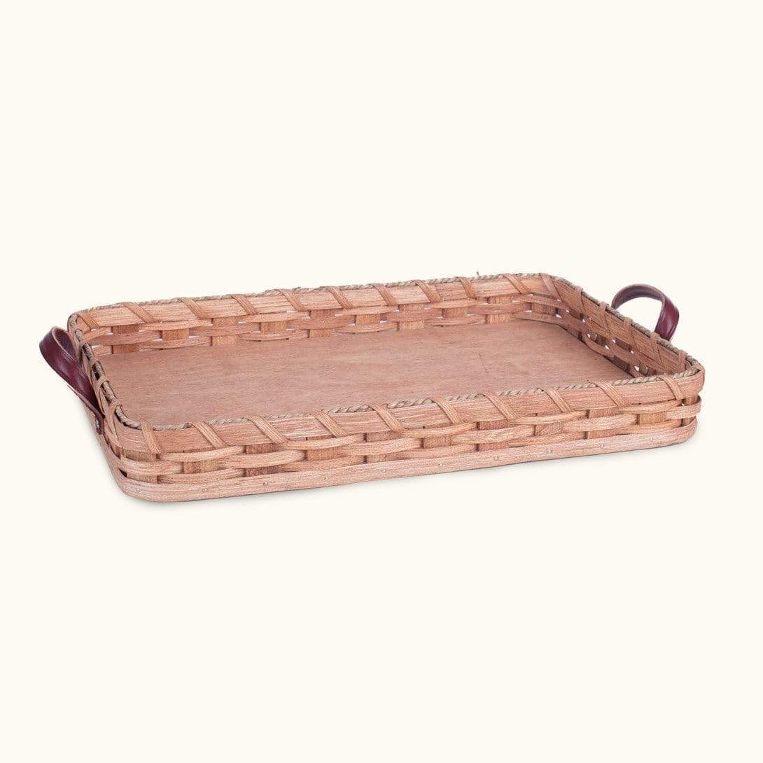 Amish Wicker Serving Basket Tray for Coffee Table - Decorative Handwoven Storage Tray for Living Room, Bedroom, and Kitchen Organization