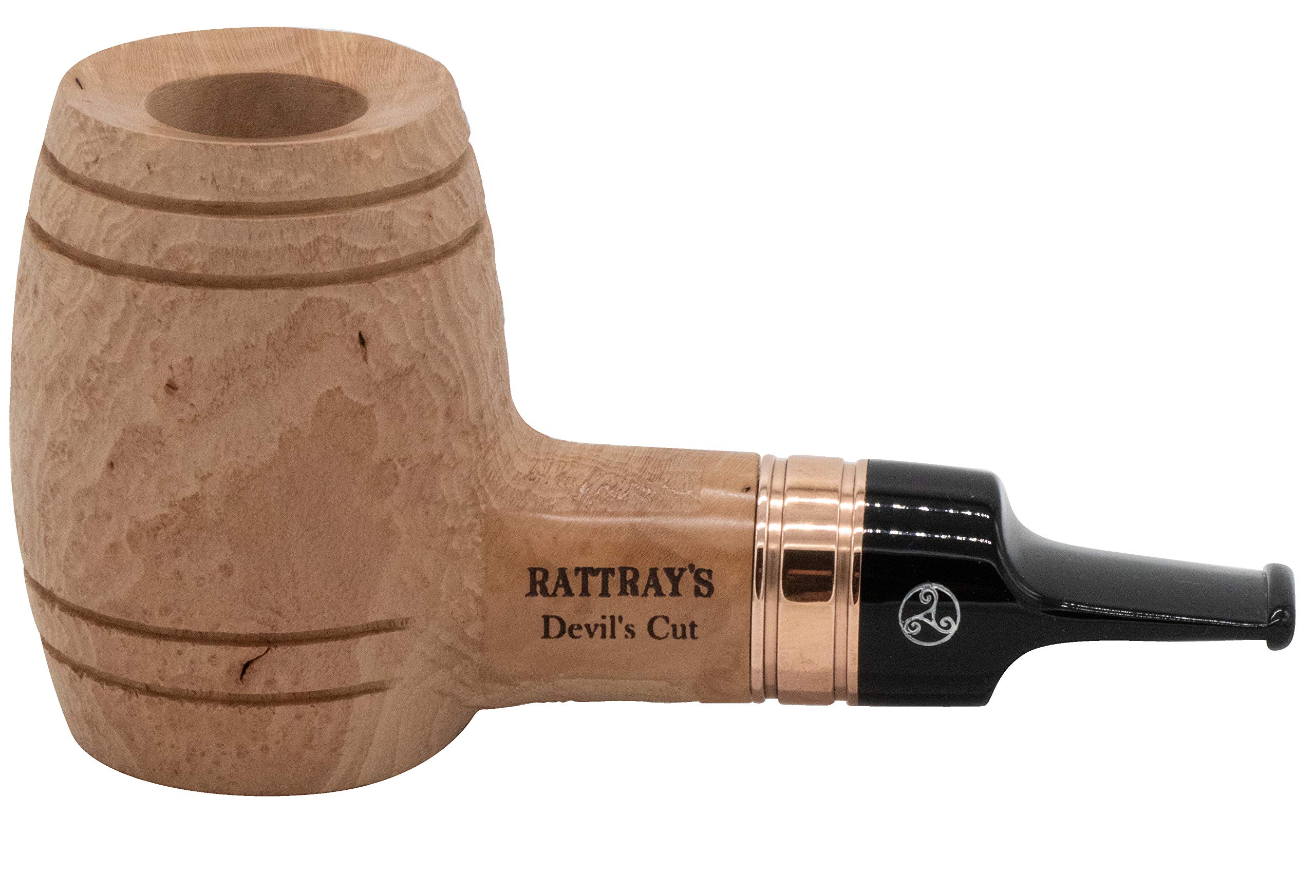 Rattray's Devil's Cut 130 Sandblast Natural Tobacco Pipe for Men - Premium Briar Wood Smoking Pipe with Comfortable Stem - Perfect for Relaxation, Gifts & Collectors
