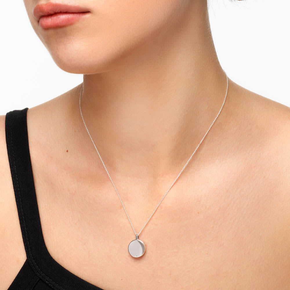 Personalized Engravable Silver Circle Flip Locket Necklace - Perfect for Anniversary Gifts, Valentine's Day & Keepsake Jewelry