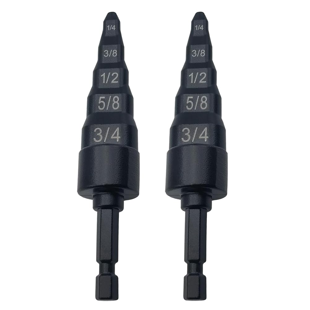 2PCS Professional Copper Tube Flaring Tool Kit - 1/4-inch Hex Shank AC Refrigerant Pipe Expander Set (1/4, 3/8, 1/2, 5/8, 3/4 Inch) for HVAC, Auto AC Repair & Power/Impact Drills - Perfect for Refrigeration System Maintenance & DIY Projects