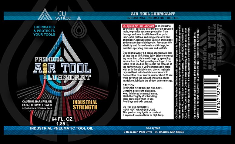 Premium Air Tool Lubricant - Industrial Pneumatic Tool Oil (64oz) for Drills, Nail Guns & Air Compressors - Extends Tool Life & Prevents Rust
