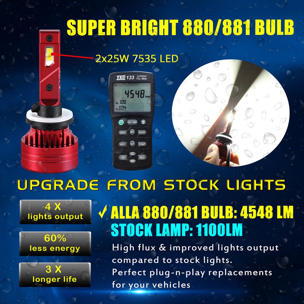 PG13 Base 893 880 LED Bulbs Fog Lights - 6000K White Bright Forward Lighting for Cars, Trucks & SUVs - Perfect for Night Driving and Foggy Conditions