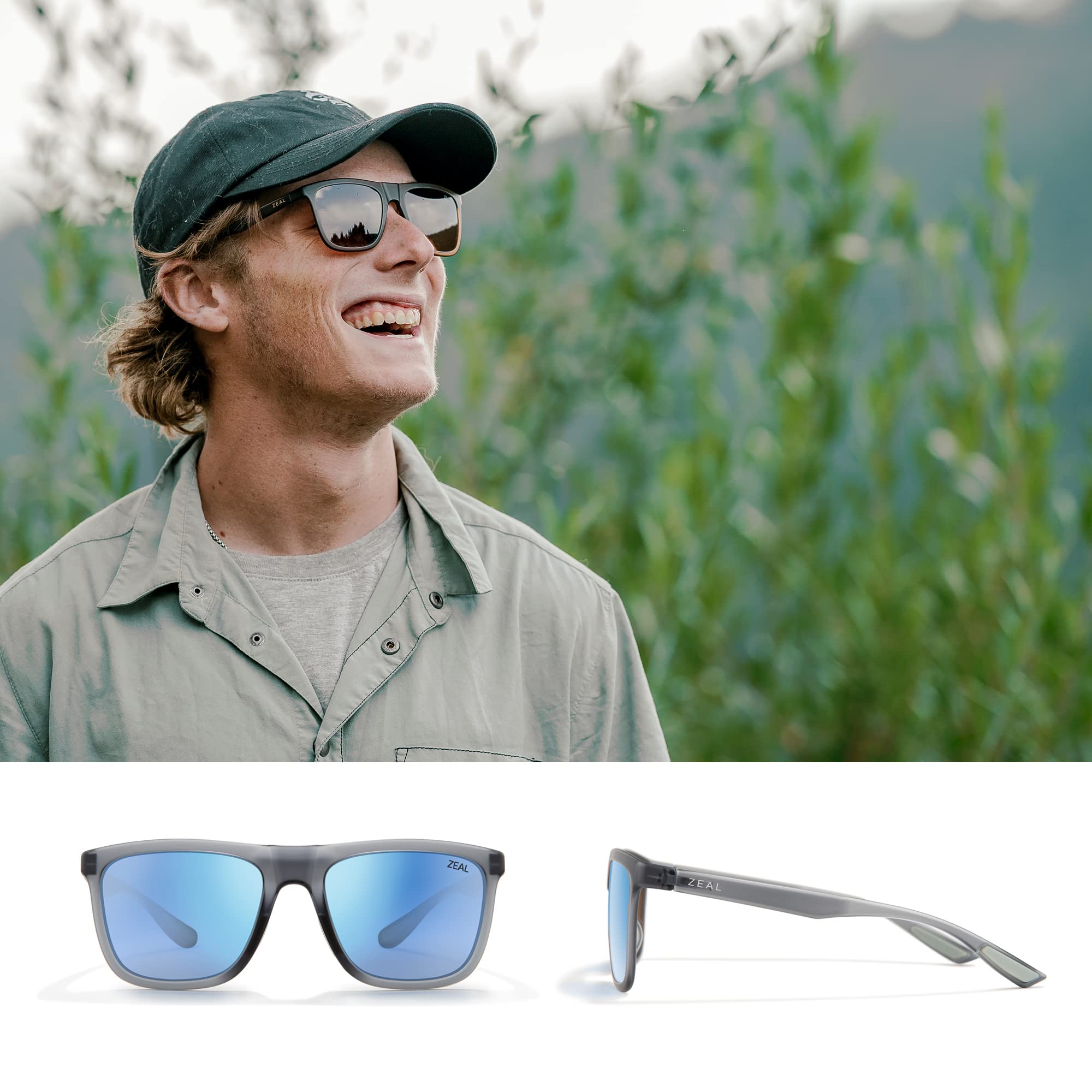 Zeal Optics Boone Polarized Sunglasses for Men & Women - Eco-Friendly Plant-Based Frame - UV Protection for Outdoor Activities, Hiking & Driving