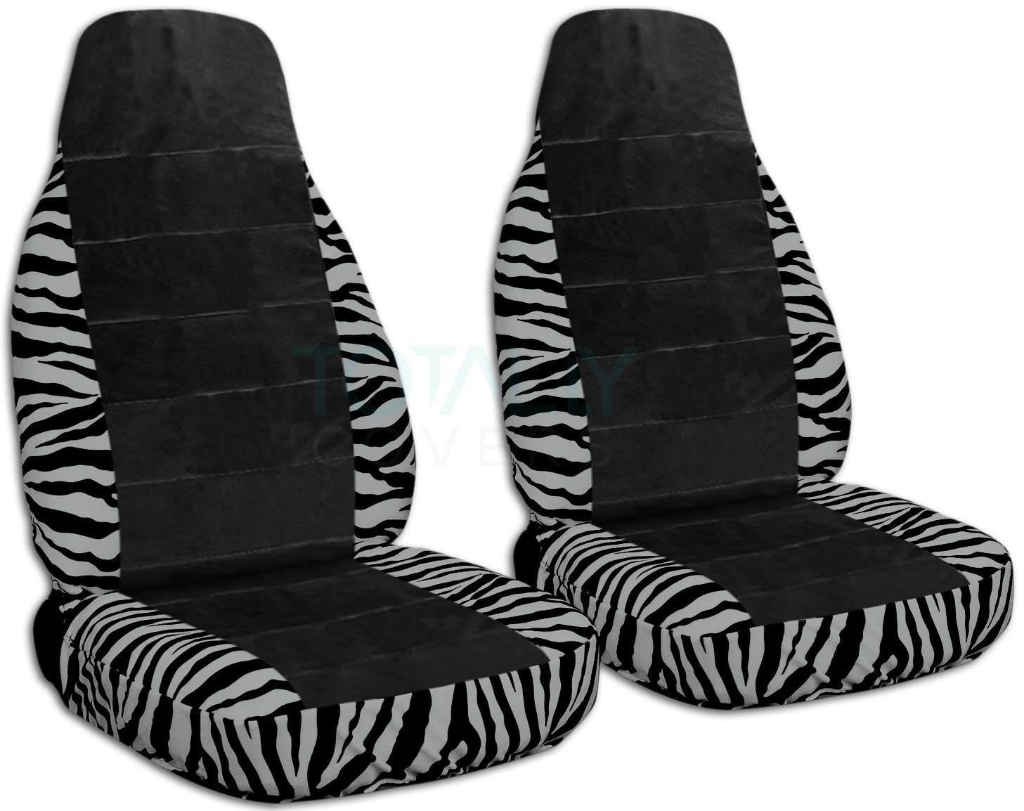 Silver Zebra Print Car Seat Covers - Universal Fit for Cars, Trucks, Vans, SUVs & RVs (30 Animal Patterns) - Waterproof & Durable Protection for Pets, Kids & Daily Commute