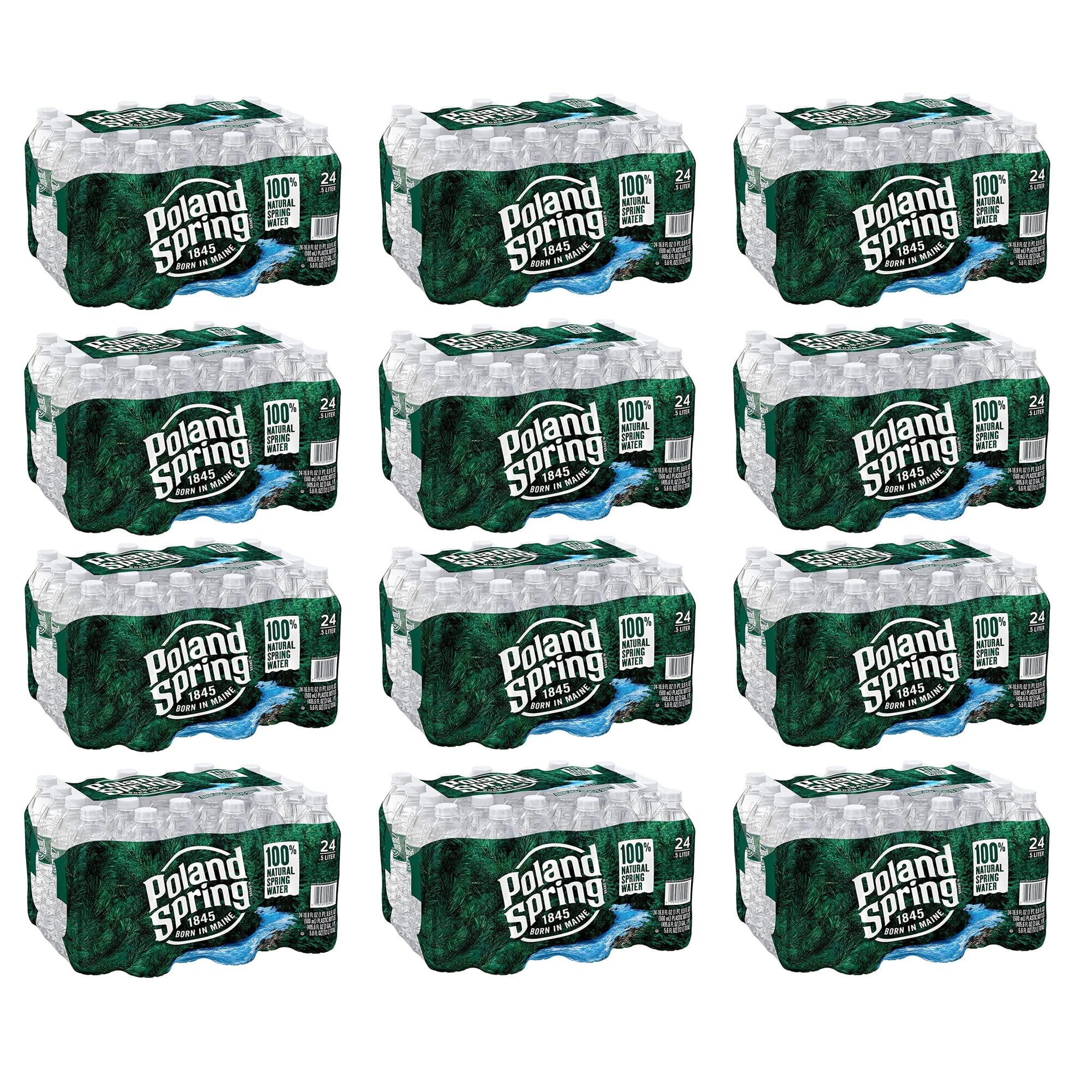 Poland Spring 100% Natural Spring Water, 16.9 oz Plastic Bottles (72 Pack) - Pure Hydration for Home, Office & Outdoor Activities