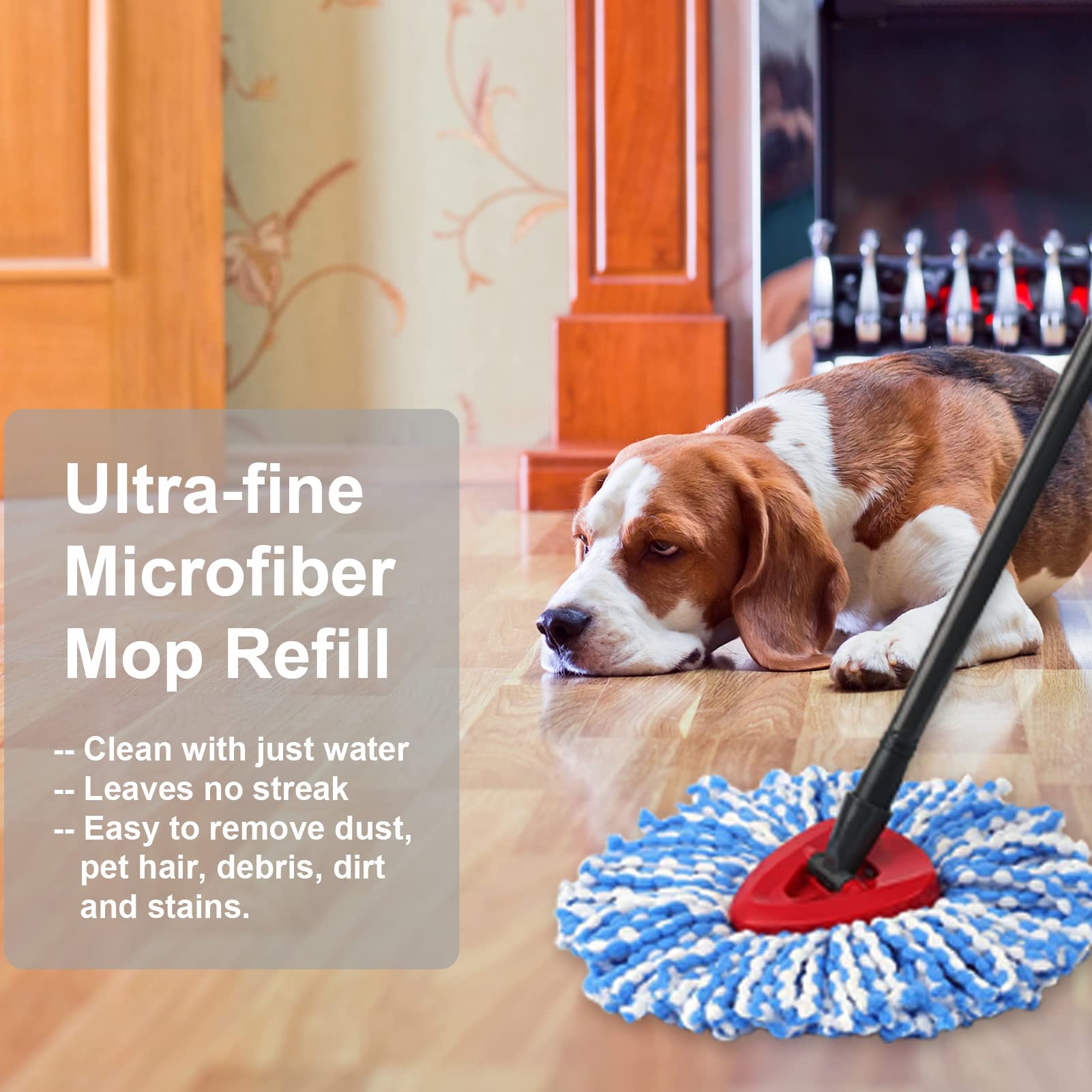 O-Cedar Spin Mop Replacement Heads - 2 Pack Microfiber Triangle Mop Refills with 1 Mop Base Part | Compatible with O-Cedar 2-Tank System | Easy Cleaning for Floors, Tiles & Hardwood Surfaces | Perfect for Kitchen, Bathroom & Household Cleaning