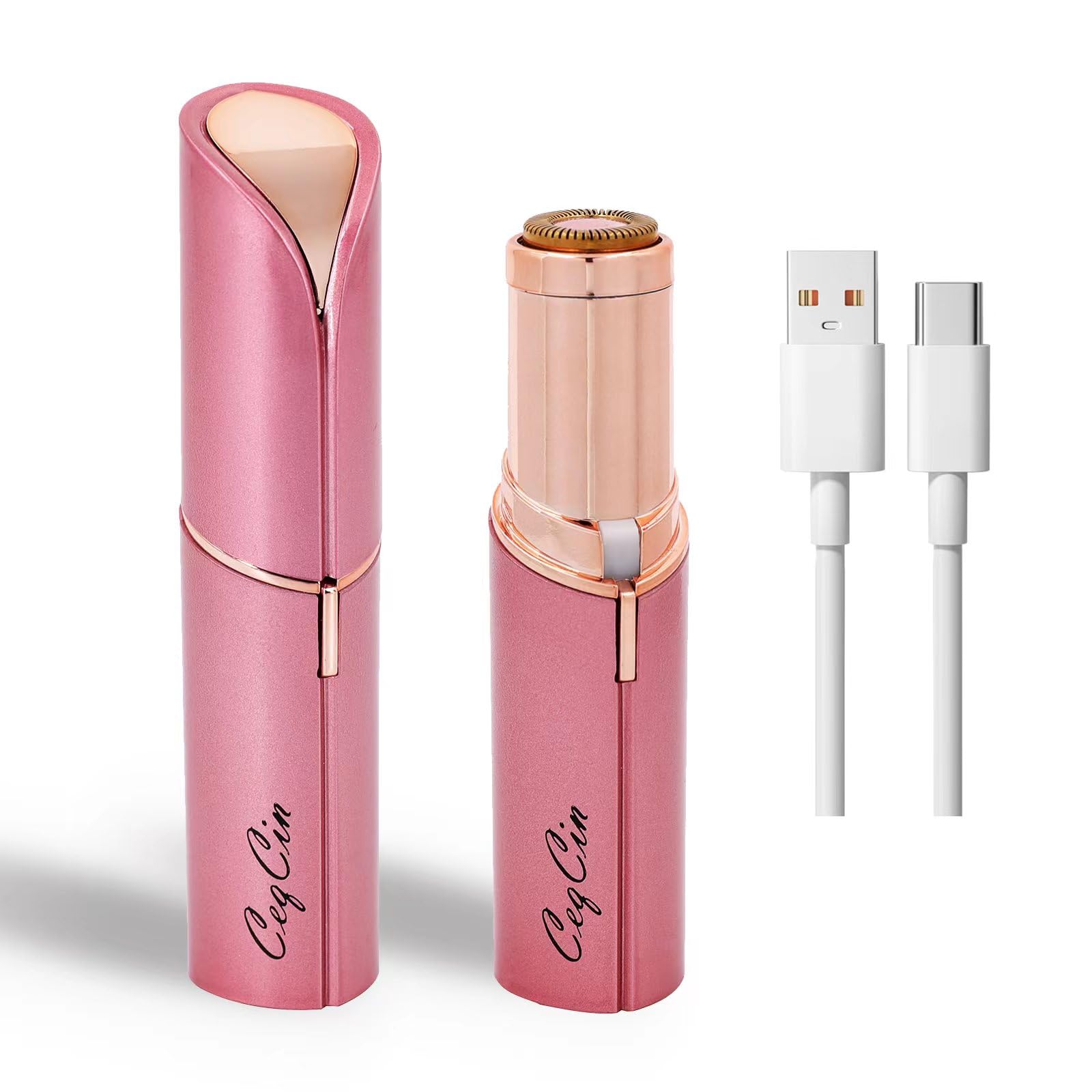 Painless Electric Facial Hair Removal for Women - USB Rechargeable Lady Shaver for Lip, Chin & Arms | Rose Gold | Smooth Skin Care | Perfect for Travel & Daily Grooming Routine