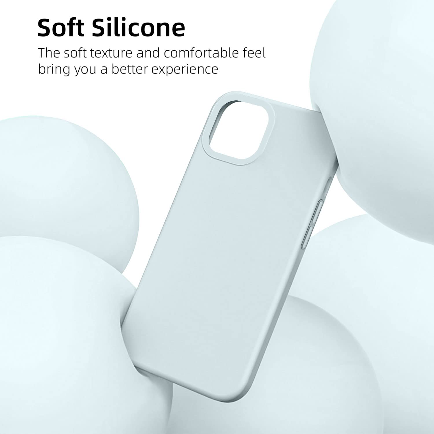 Ownest Slim Shockproof Silicone Case for iPhone 13 & iPhone 14 (6.1 Inch) - Soft Touch Microfiber Lining Protective Phone Cover - Ashy Blue | Perfect for Everyday Use, Travel & Outdoor Activities