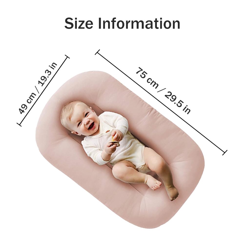 Organic Cotton Baby Lounger for Newborns - Soft, Breathable Infant Lounger with Safety Support | Perfect for Nursery, Travel & Playtime (Green)