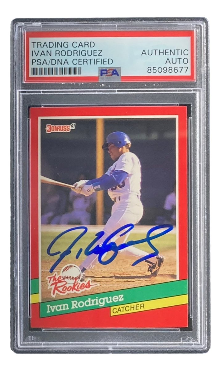 Ivan Rodriguez Autographed 1991 Donruss #33 Texas Rangers Rookie Card - PSA/DNA Certified - Perfect for Baseball Memorabilia Collections & Sports Fans Gifts