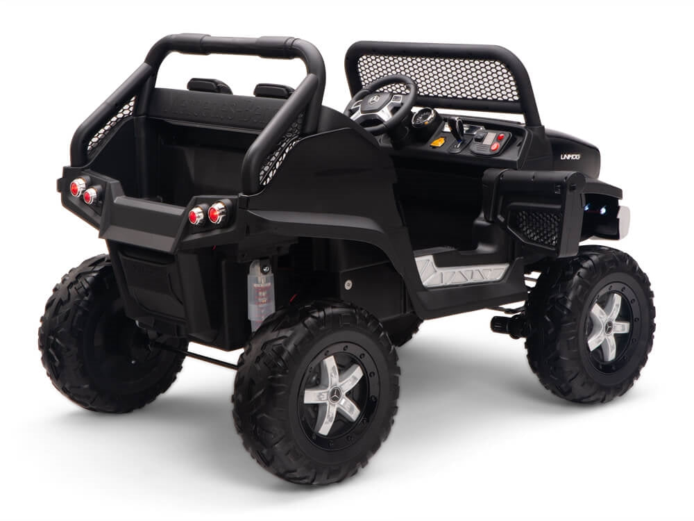 24V Mercedes Benz UNIMOG Kids Ride On UTV with Parent Remote Control - Black Electric Toy Car for Boys & Girls - Outdoor Play, Backyard Fun, Birthday Gift