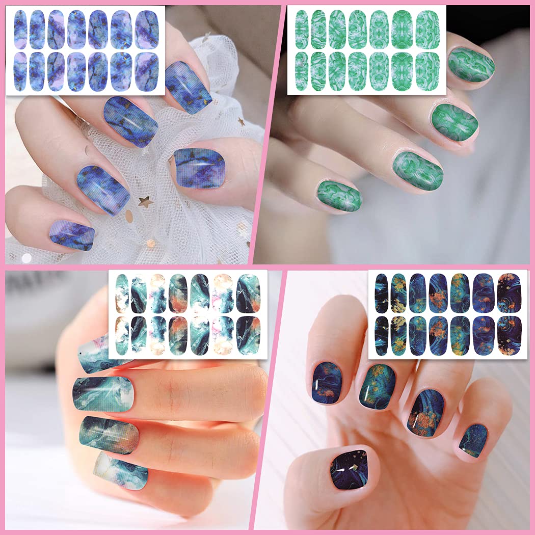 WOKOTO 20 Sheets Marble Nail Stickers - Press On Nail Polish Strips for Women, Gradient Nail Wraps with Nail File | DIY Salon-Quality Manicure at Home, Perfect for Parties & Special Occasions