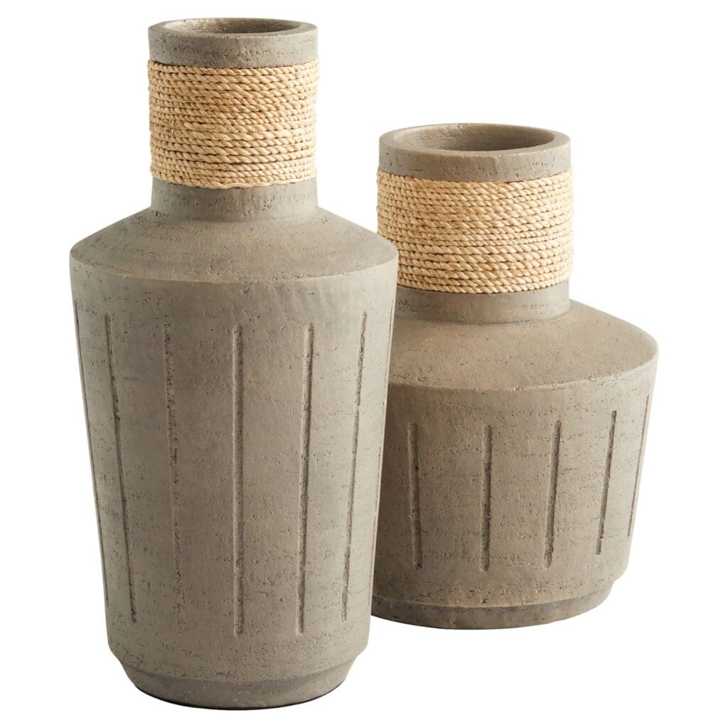 Cyan Design 11556 Hydria Vase - Natural Taupe Squat Ceramic Vase for Home Decor, Centerpiece, Wedding & Tabletop Display