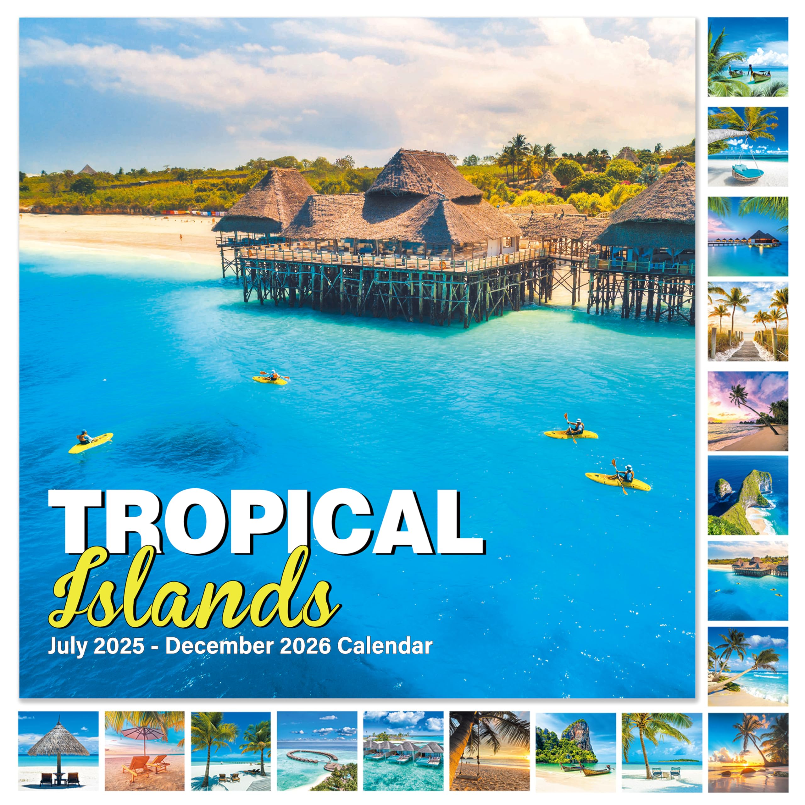 2025-2026 Wall Calendar - 18 Month Planner from July 2025 to December 2026 | 12x24 Inch Open Size | Large Daily Blocks & Holiday Tabs | Beautiful Island Scenery | Perfect for Home, Office & School Organization