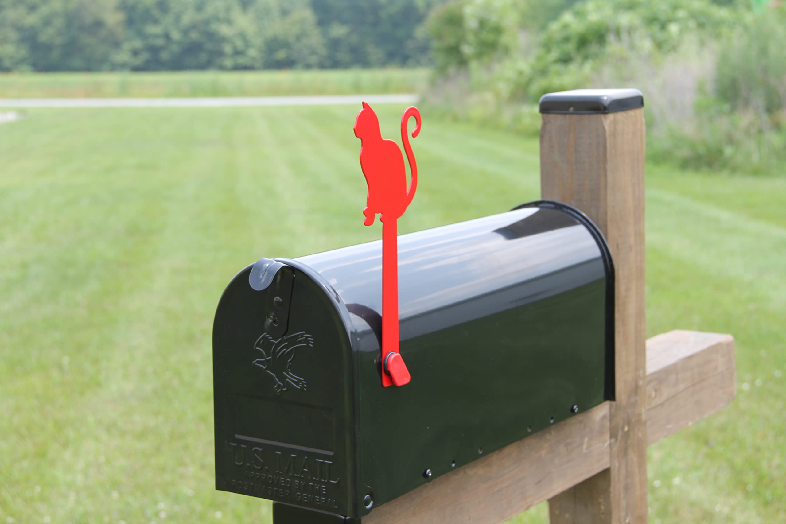 Decorative Metal Cat Mailbox Replacement Flag - Madison Iron & Wood Design (Red) | Flag Only, No Mounting Hardware | Perfect for Outdoor Mailboxes, Garden Decor & Unique Home Accents