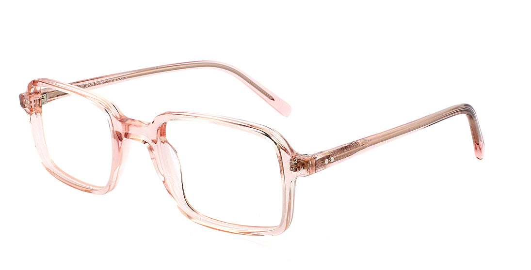 Premium Rectangular Glasses WD1260 - Crystal Pink Frame for Women & Men - Trendy Eyewear for Reading, Driving & Fashion Accessories