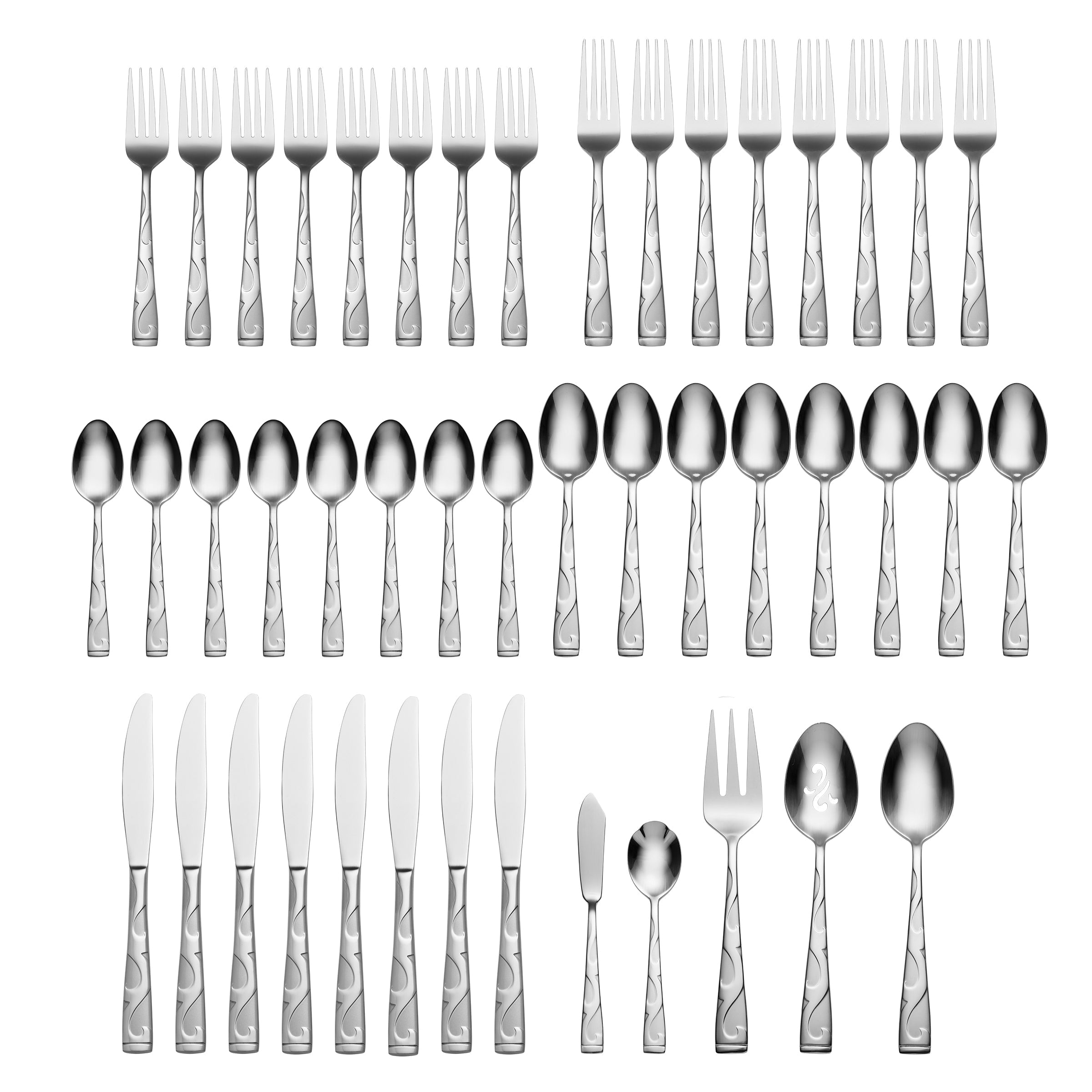 Tuscany 45-Piece Stainless Steel Flatware Set - Elegant Dinnerware for 8 - Perfect for Formal Dining, Wedding Gifts & Holiday Entertaining