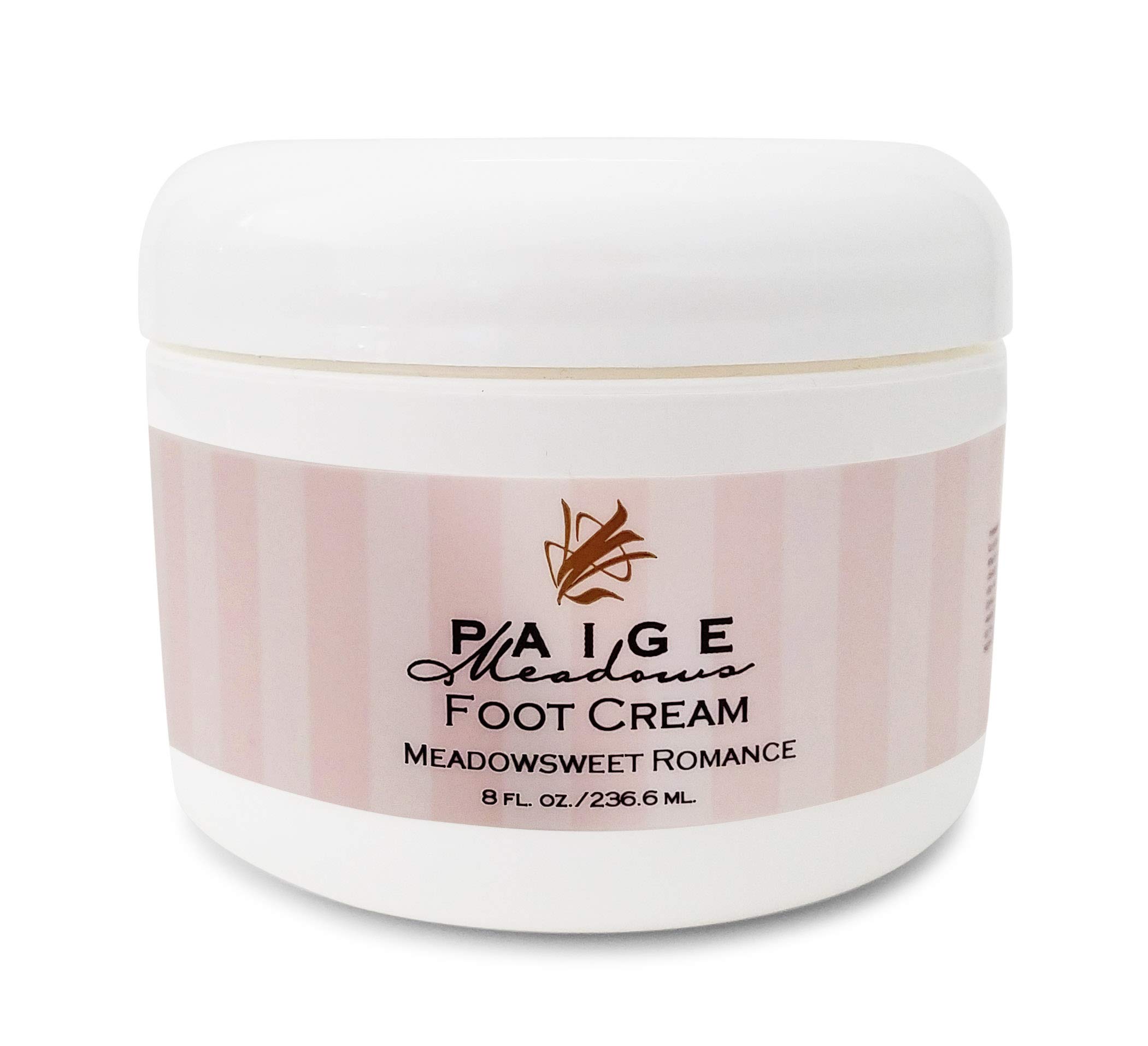 Paige Meadows 8 oz Meadowsweet Romance Foot Cream - Moisturizing & Soothing Foot Care for Dry Cracked Heels - Perfect for Spa Nights & Post-Workout Recovery