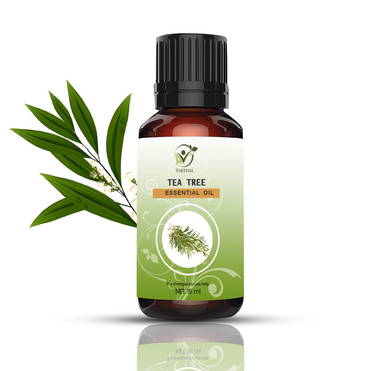 VIRTUAL 100% Pure Tea Tree Essential Oil for Acne Treatment, Pimple & Scar Removal, Skin & Hair Care - 15ml | Natural Anti-Dandruff Solution for Face & Scalp | Perfect for Aromatherapy, DIY Beauty Products & Home Remedies