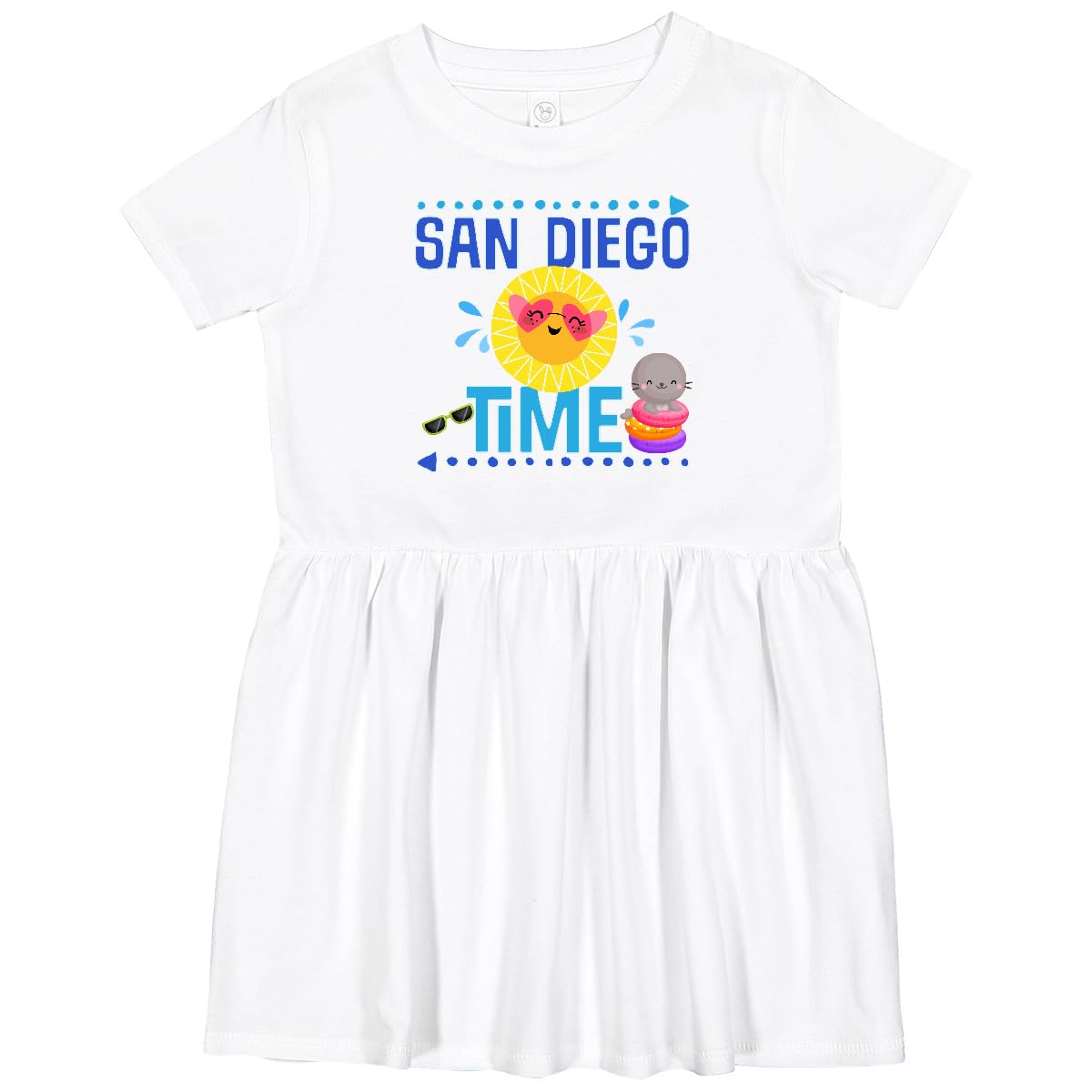 Inktastic San Diego Vacation Cute Beach Toddler Dress - Adorable Floral Summer Outfit for Girls, Perfect for Beach Trips, Family Vacations & Outdoor Adventures