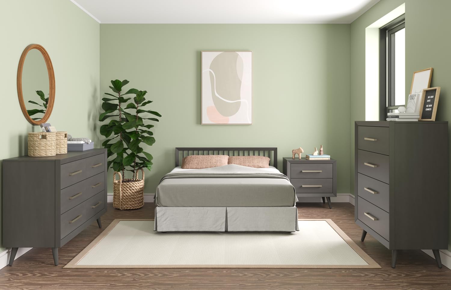 Child Craft Cranbrook 2-Drawer Nightstand - Sturdy Pinewood Nursery & Bedroom Side Table with Large Storage Drawers, Non-Toxic Baby-Safe Finish in Lunar Gray - Perfect for Kids' Rooms, Guest Bedrooms & Small Space Storage Solutions