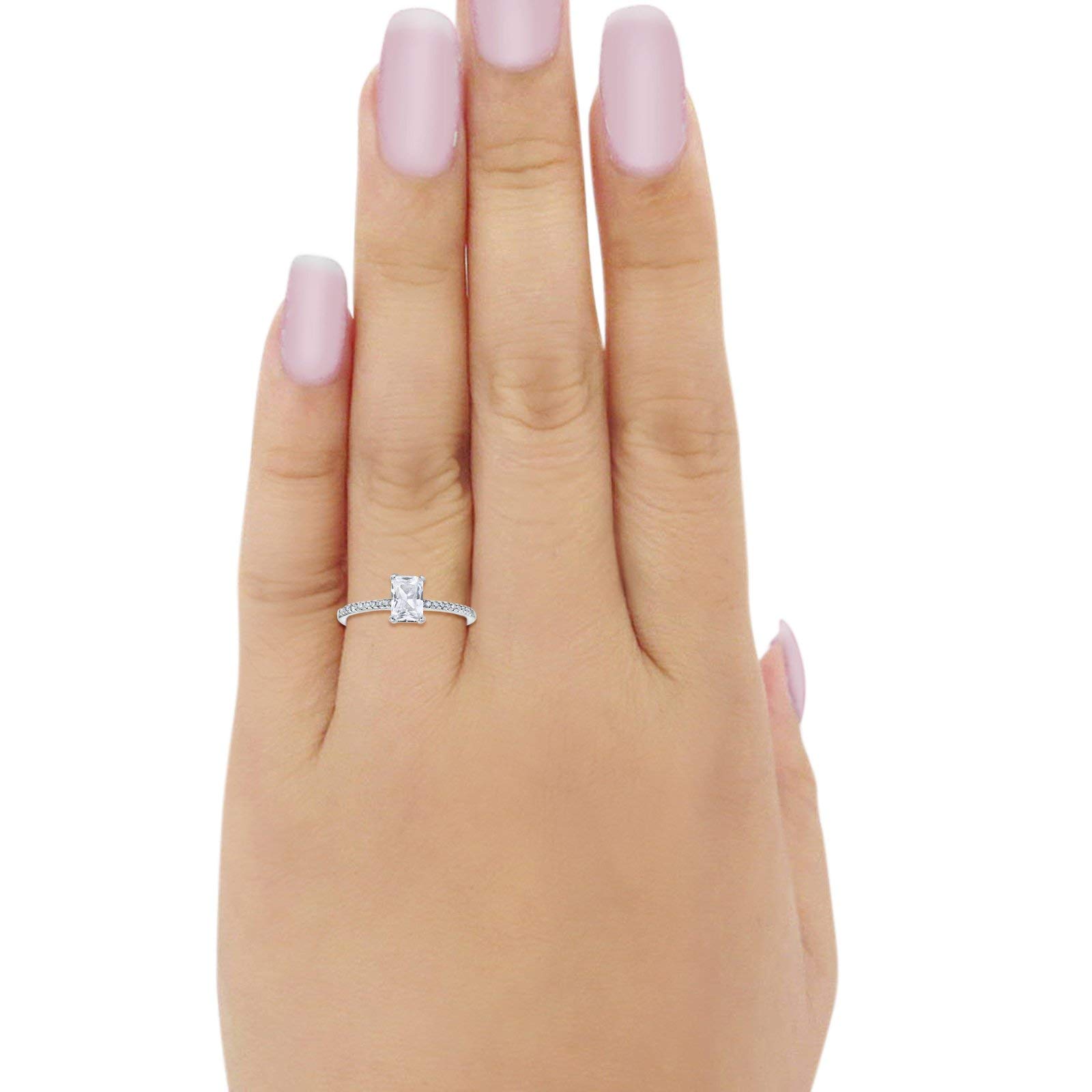 Blue Apple Co. Art Deco Radiant Cut Wedding Engagement Ring - 925 Sterling Silver Round Cubic Zirconia for Women | Perfect for Proposals, Anniversaries & Special Occasions